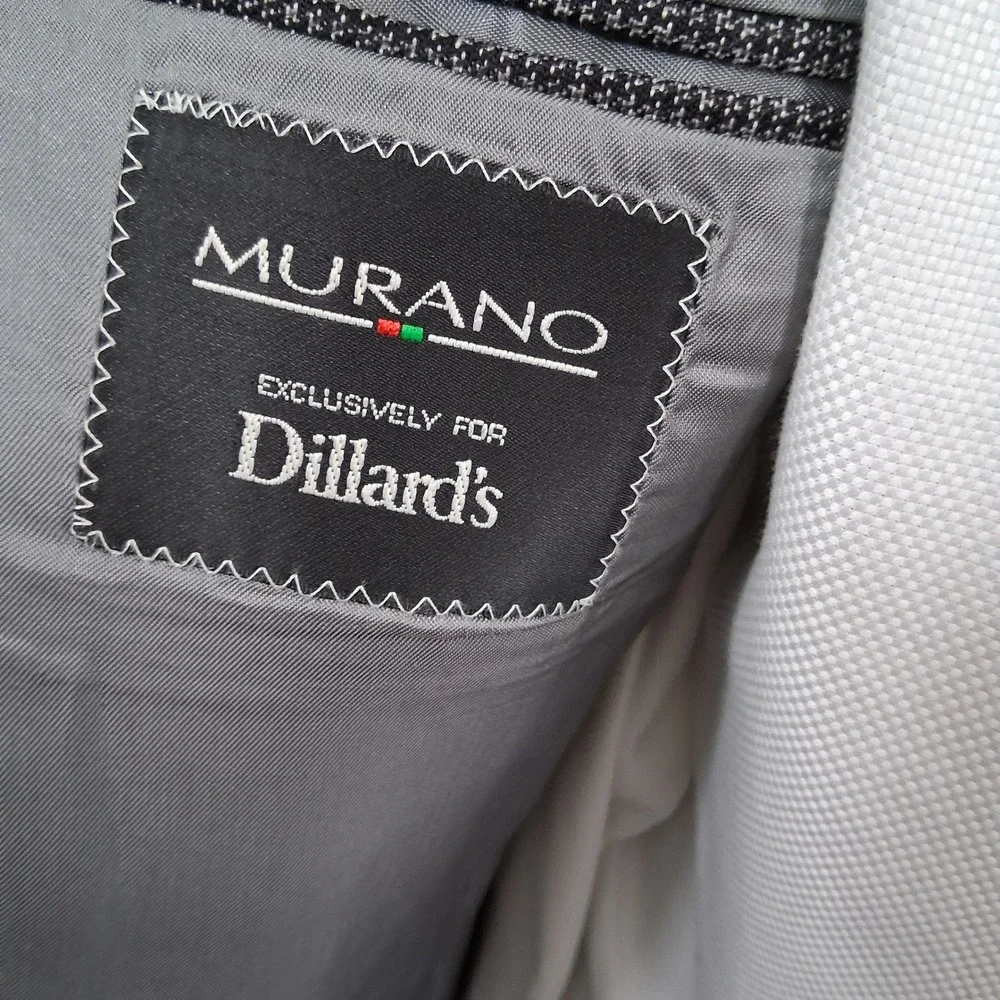 Murano Blazer 44R Gray Micro Check Italian Fabric Two Button Sport Coat Ventless